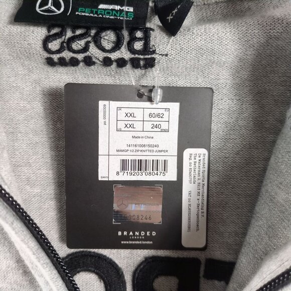 NWT Mercedes AMG Petronas F1 Hugo Boss Team Lux 1/4 Zip Sweatshirt Gray XXL - Picture 7 of 12